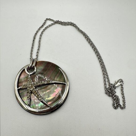 Abalone Shell, Mother of Pearl Cabochon 925 pendant on 18" 18KT, GP necklace! - Picture 12 of 12